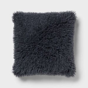Open Box - Threshold - Euro Faux Mongolian Fur Decorative Throw Pillow Sl Blue